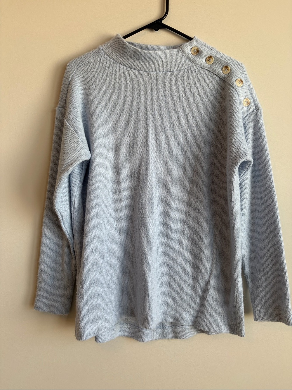 LOFT Light Blue Button-Shoulder Sweater